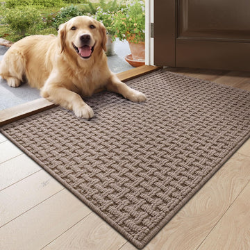 Washable Door Mat Indoor Entrance 24x36, Entryway Doormats, Beige | Low Profile, Dirt-Trapping & Absorbent, Non Slip