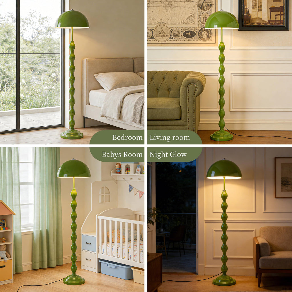 Unique Floor Lamp Creative Green Mushroom Lamp Standing Lamp with 38CM Wide Iron Shade and Foot Switch Modern Floor