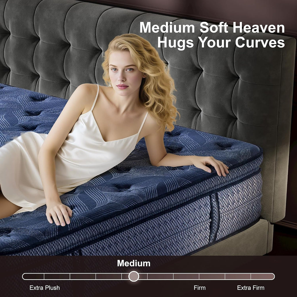 Cal King Mattress Medium Plush - 14 Inch Hybrid Mattress | Memory Foam With Pocket Spring, Strong Edge Support