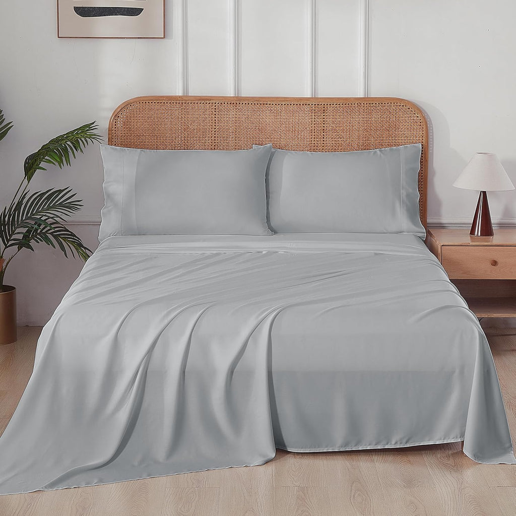 100% Bamboo Viscose King Sheet Set, 400 Thread Count, Cooling Sheets for Hot Sleepers, 16" Deep Pocket, Ultra Soft
