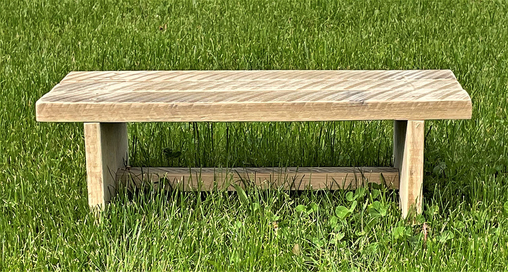Classic Amish Reclaimed Wood Step Sitting Stool Footstool Deck Patio Door Platform, Indoor Outdoor. Natural, Rustic