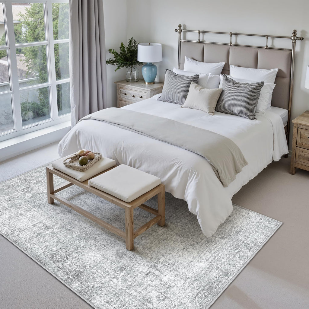 5x7 Area Rug Vintage Gray Distressed