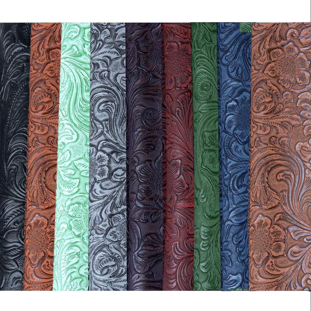 Faux Leather Fabric 1 Yard Cut 36"X54" Embossed Floral Pattern Craft Vinyl for Upholstery, DIY Crafts, Handbags
