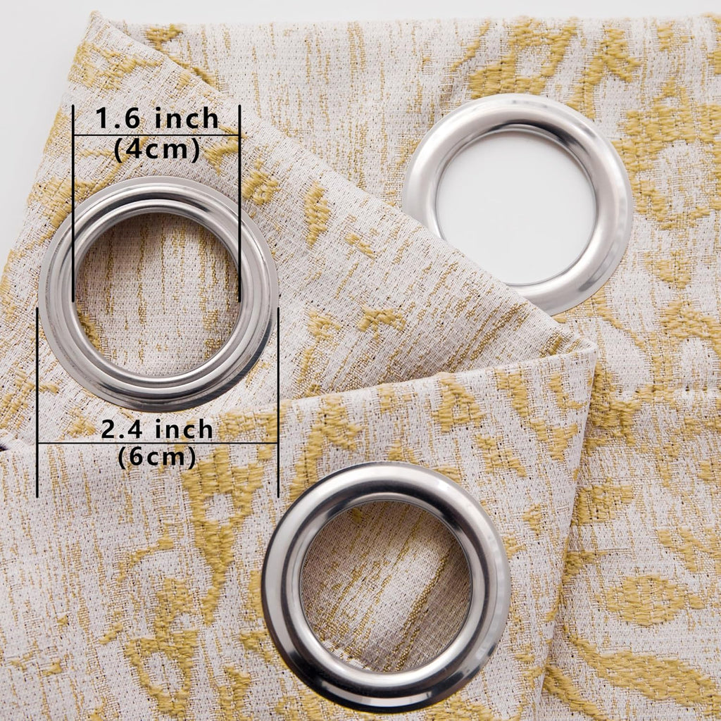 Gold Patterned Elegant Curtains, Blackout Damask Pattern Luxury Modern Design Contemporary Curtains, Wide 52 x 84