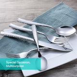 Flatware Silverware Set Hammered Mirror Polished Stainless Steel 20-Piece Set