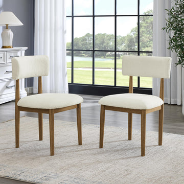Ellis Boucle Upholstered Dining Chairs, Set of 2, White/Natural Oak