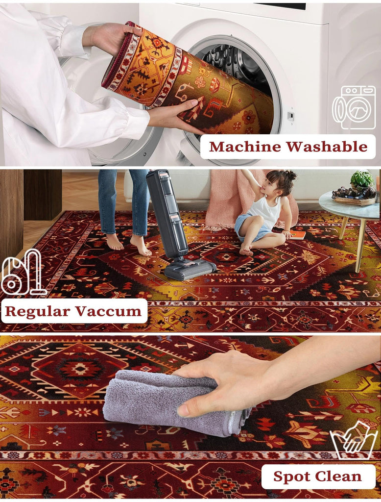 2x5 Washable Non Slip Boho Runner Rug