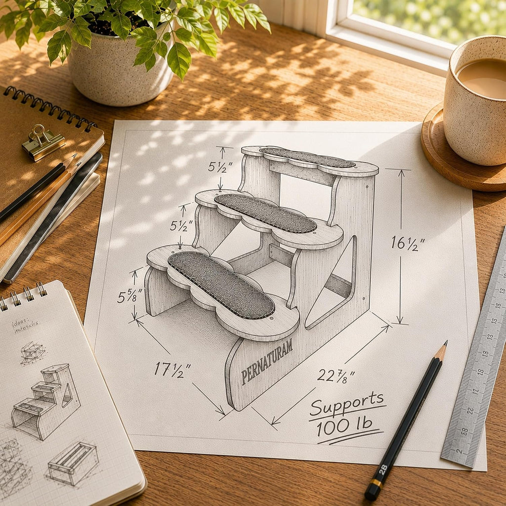 Wood Dog Stairs for Bed