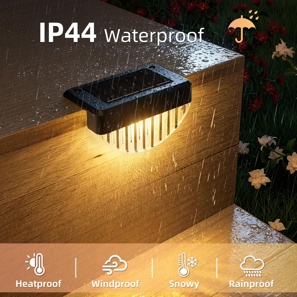 24 Pack Solar Deck Lights Outdoor, Warm White LED Solar Step Lights for Outside, Waterproof Fence Light, Deck