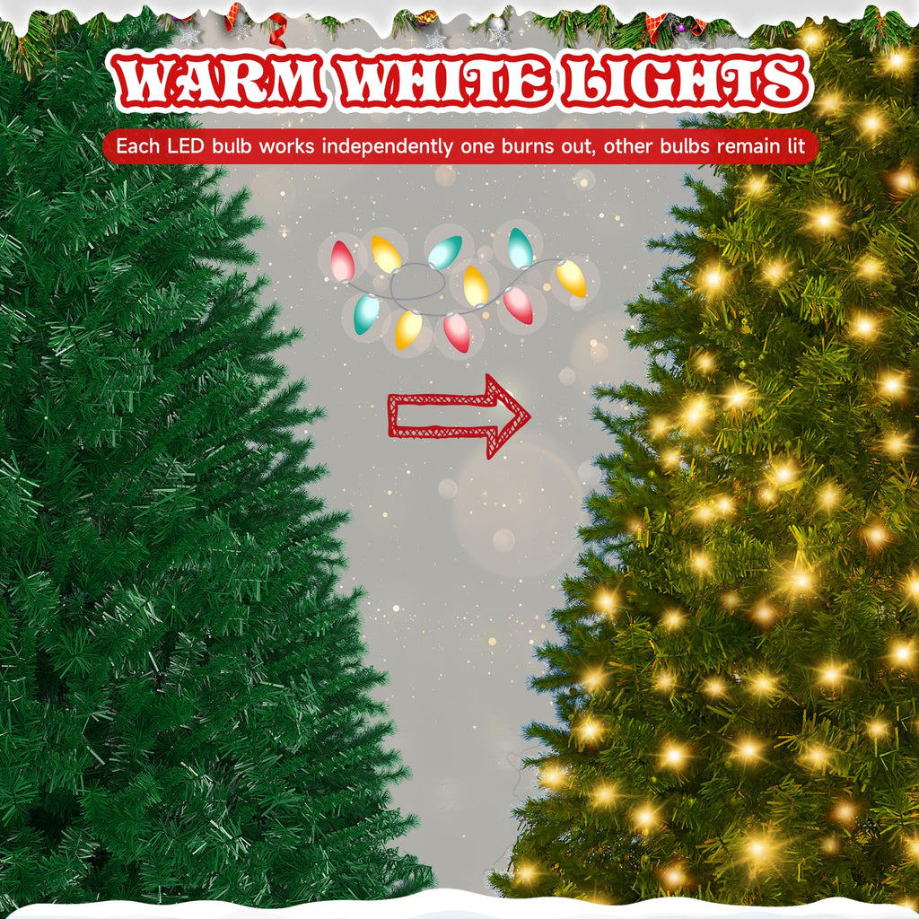 Premium 9FT Pre-Lit Classic Artificial Holiday Christmas Tree w/2, 450 Branch Tips, 550 LED Lights, Party Decoration