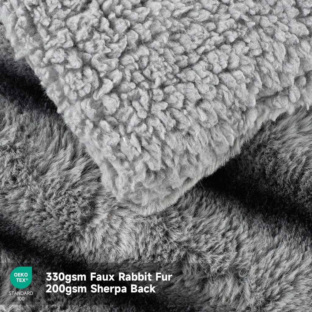 Heated Blanket Electric Throw- 50"x60" Soft Thick Faux Fur Electric Blanket for Sofa with 5 Heat Levels & 4 Hours