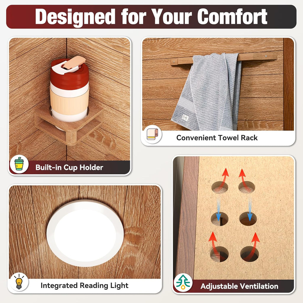 1- Person Infrared Sauna for Home, Low EMF FAR Remotely Controllable Indoor Sauna with WiFi & BT Control