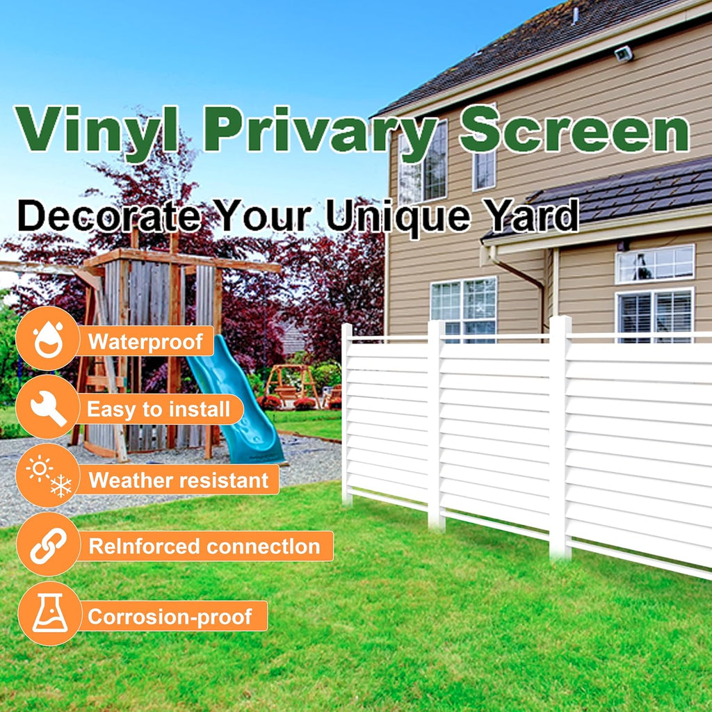 36" W X 45" H Reinforced White Vinyl Privacy Fence, Double Windproof Air Conditioner Fence Trash Can Fence, Louvered