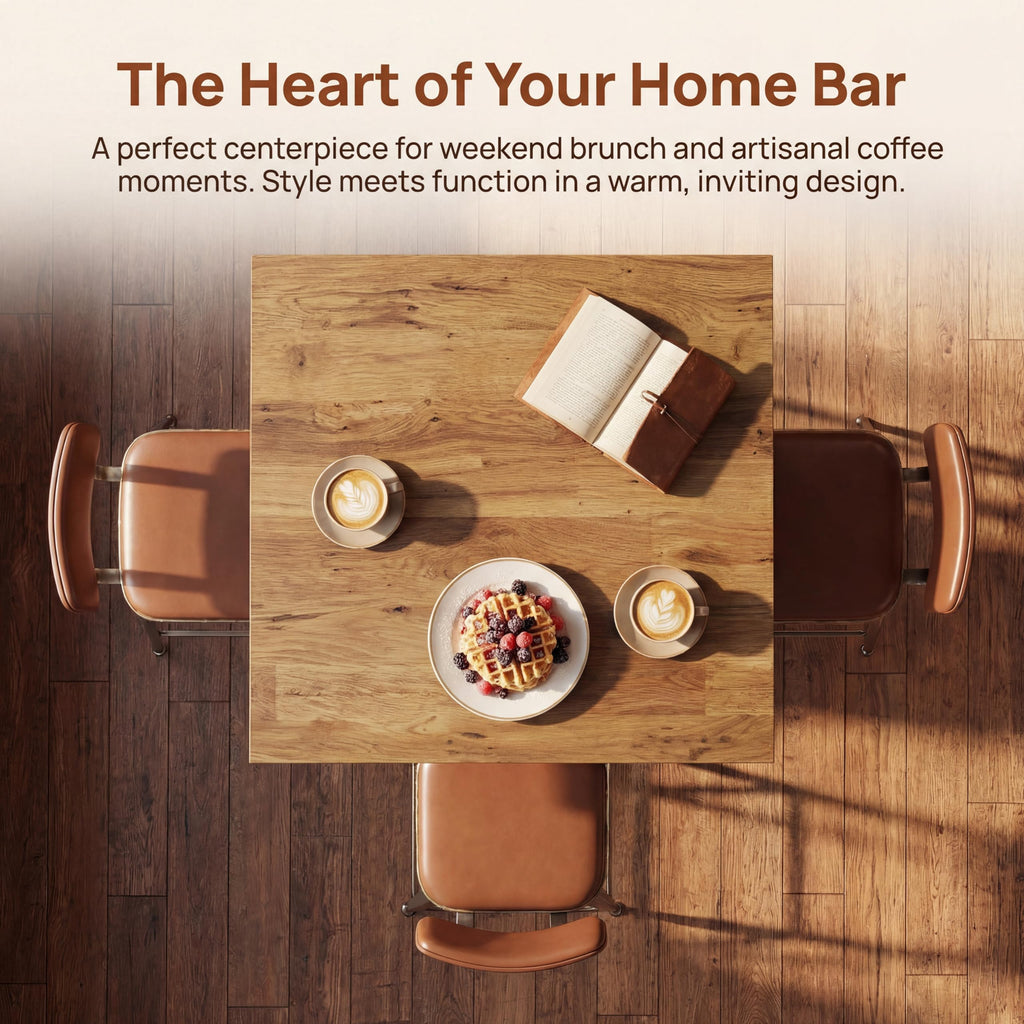 Square Bar Height Table, 39.4" H Counter Height Pub Table, High Top Kitchen Bar Table with Footrest, Restaurant