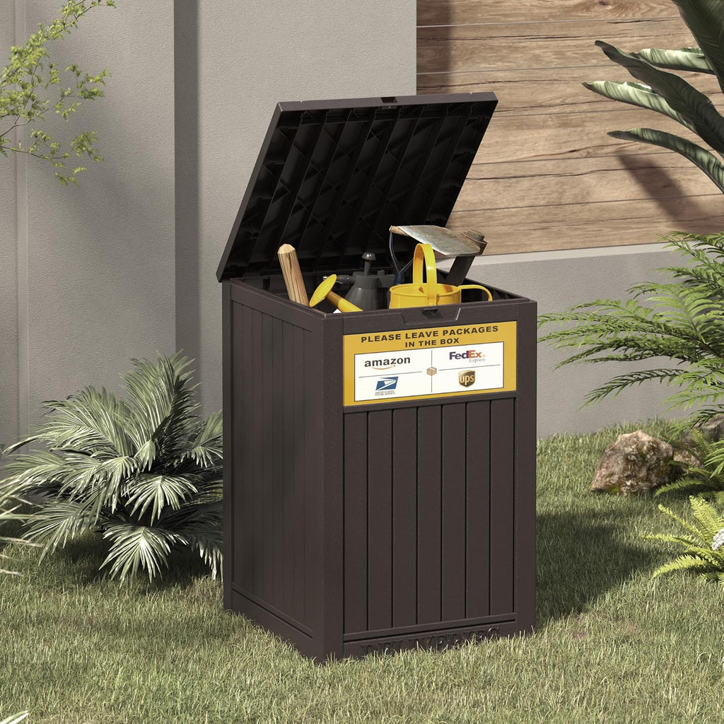 Package Delivery Box 48 Gallon Storage with Lockable Secure, Large Resin Outdoor Package Drop Container