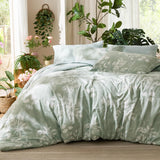Queen Comforter Set - 7 Pieces Floral Sage Green GentleSoft Bedding Sets