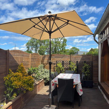 Patio Market Umbrella 6.5' x 6.5' Square Tilt Beige 8 Ribs Pool