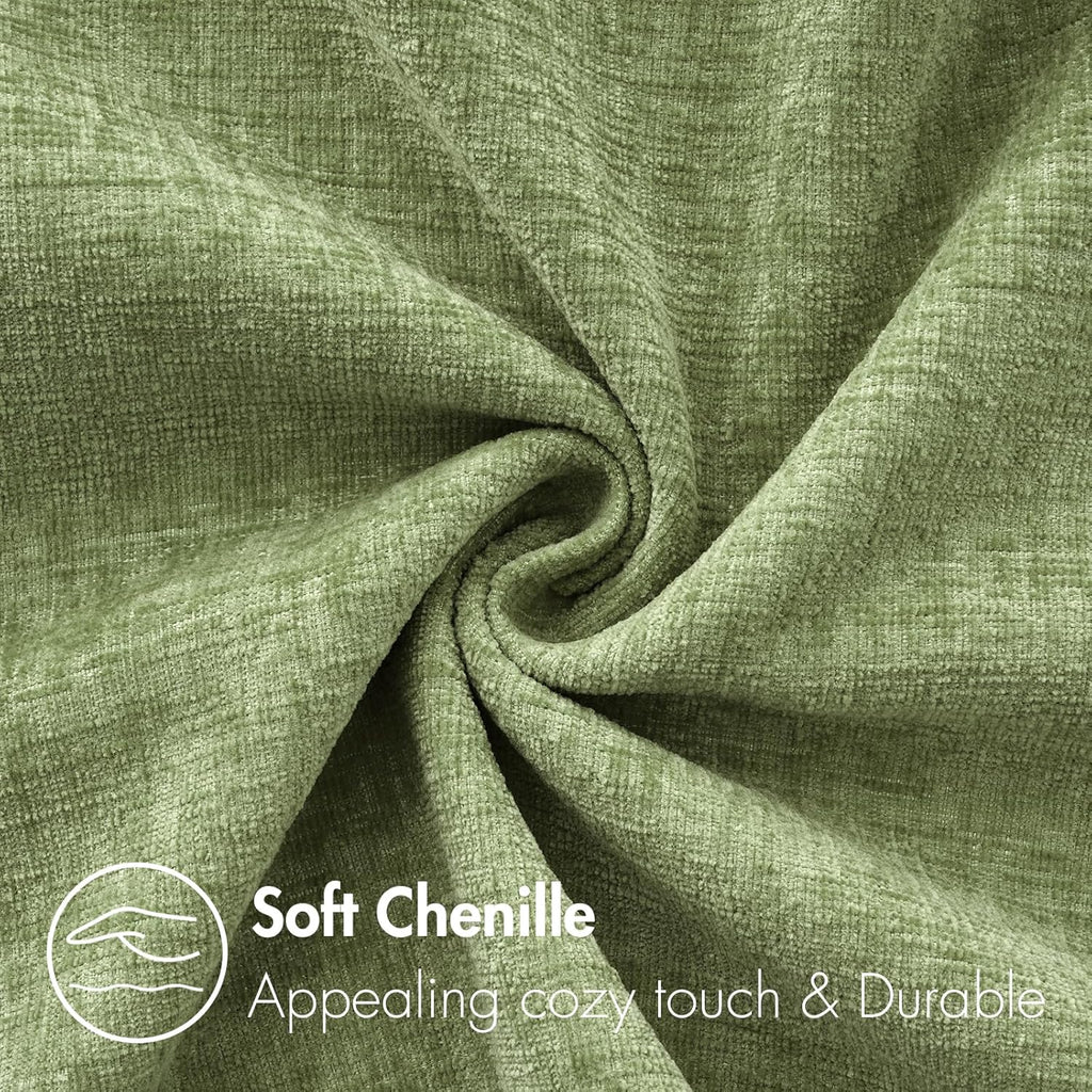 Pack of 2 Couch Throw Pillow Covers 18x18 Inch Spring Soft Sage Green Chenille Pillow Covers