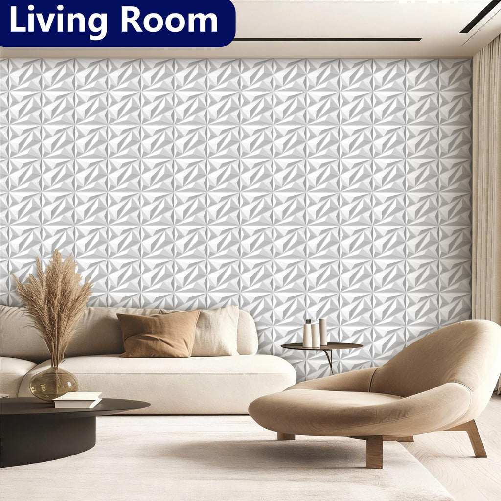 3D Wall Panels White PVC Wall Panels for Interior Decor 12"x12"