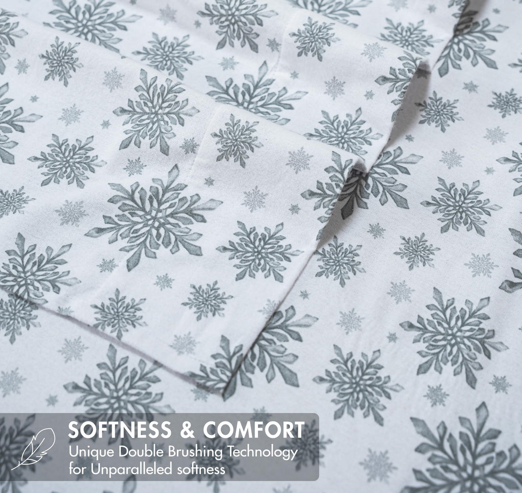 100% Organic Cotton Flannel Sheets Cal King Size Set, Crystal Noir