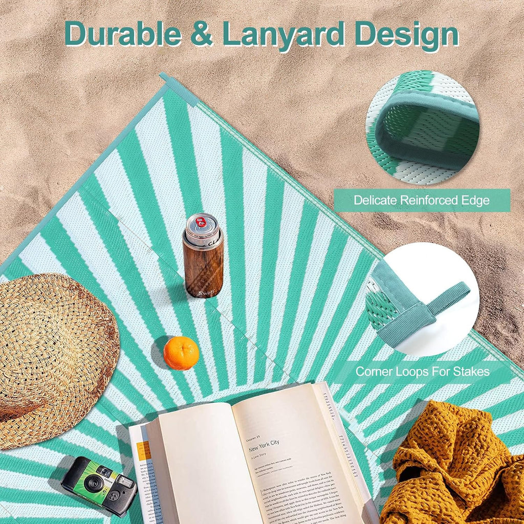 Outdoor Rug Waterproof - Portable Outdoor Camping RV Rug, Reversible Large Plastic Straw Patios Mat, Outside