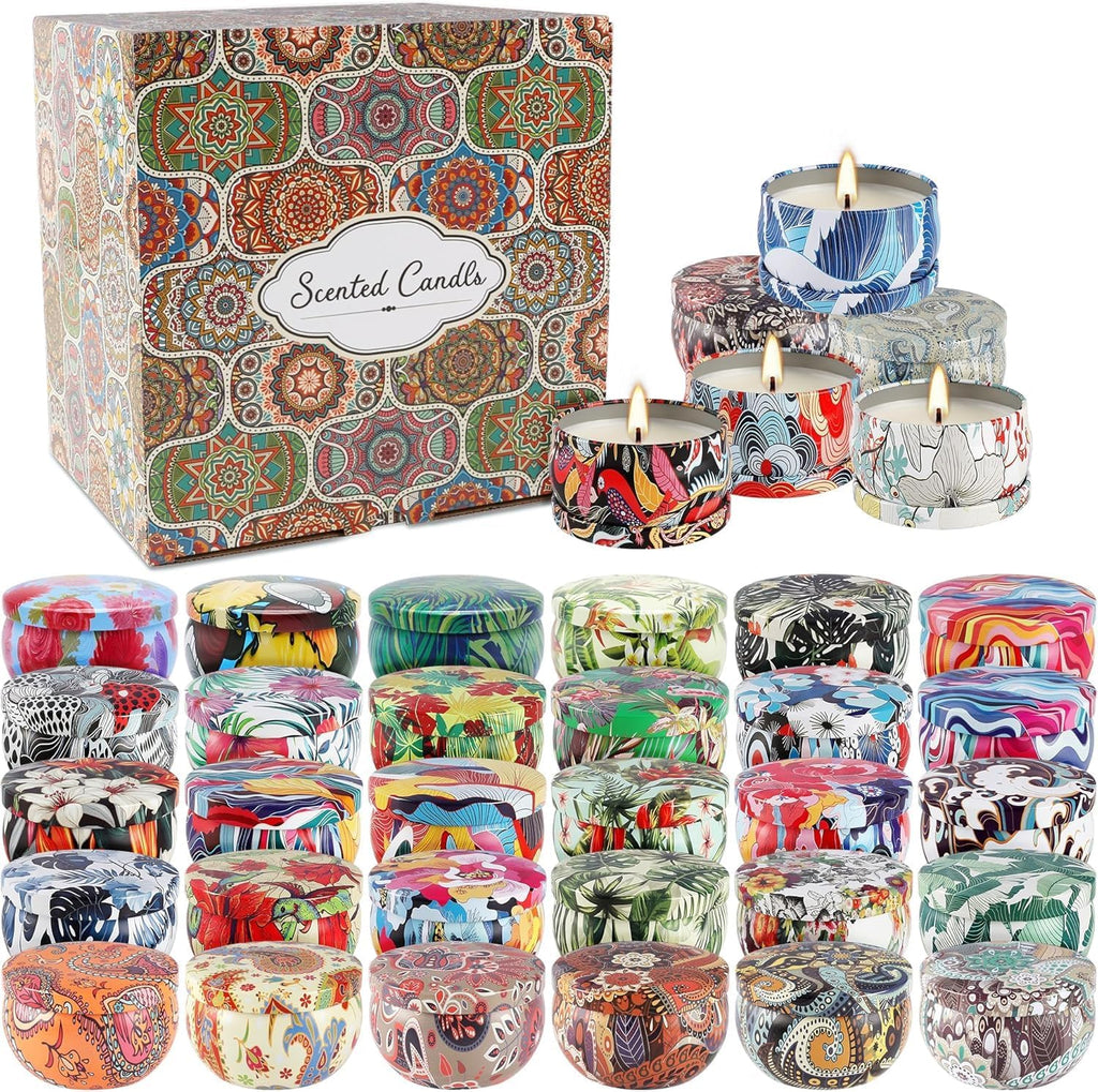 Set 36Pack Scented Candles Gifts Soy Wax Travel Tin Jar Candles 2.5 OZ jar Candles for Mom, Birthday, Thanksgiving