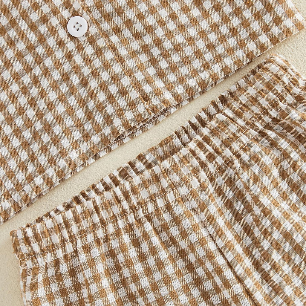 Toddler baby girl fall clothes kids long sleeve shirt pants plaid gingham clothing set girls 2 piece outfits