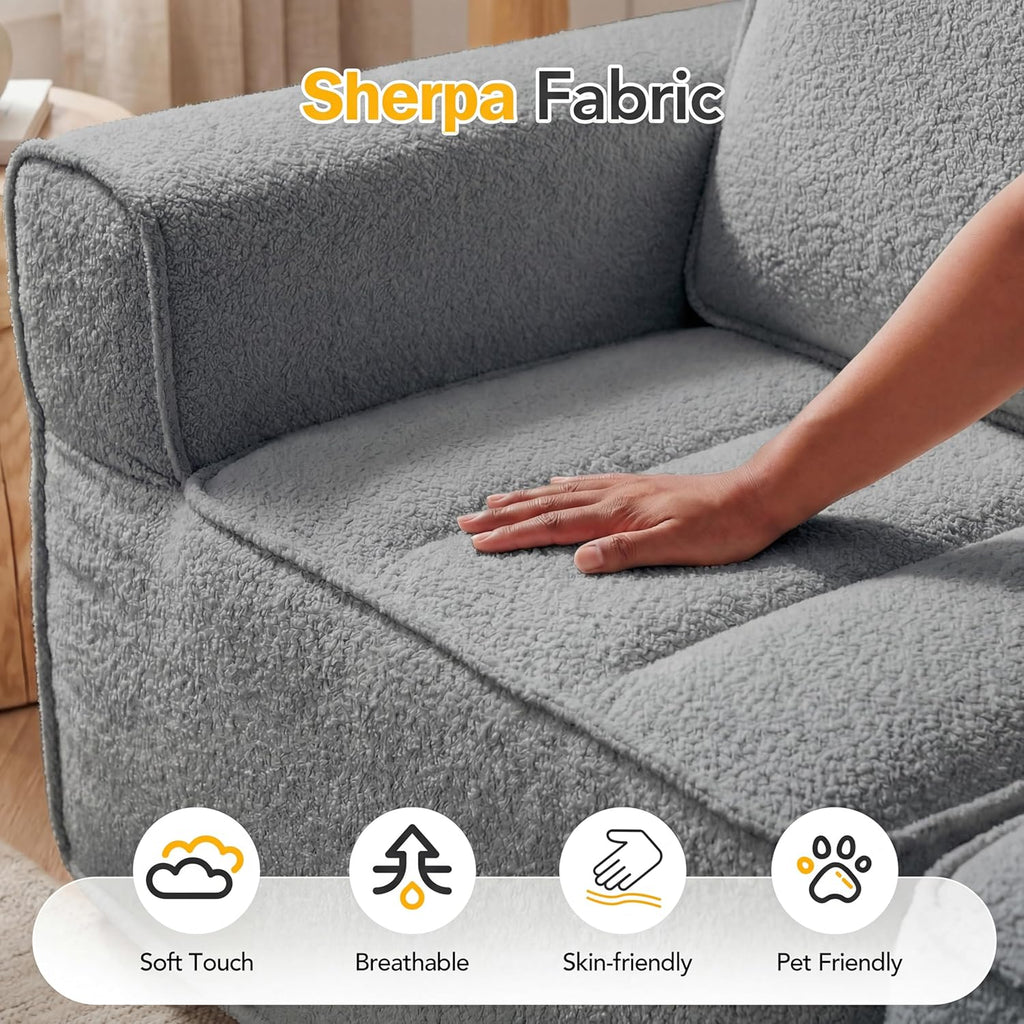 145" U Shaped Modular Sectional Sofa with Ottoman, Boneless Comfy Couch with Layered Cushion