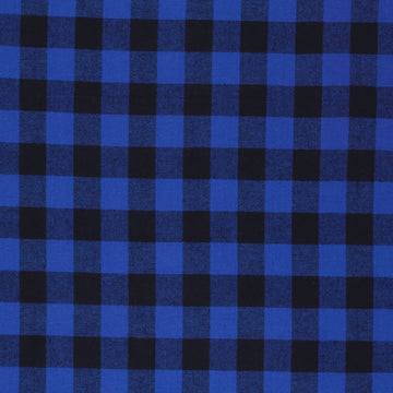 Yarn Dyed Flannel Small Buffalo Check Blue, Fabric by the Yard