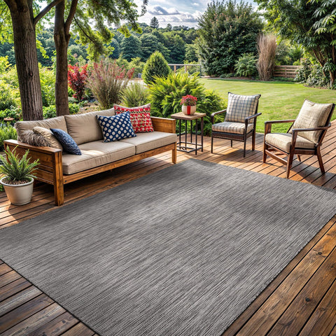 Washable Indoor Outdoor Rug 5x7 Weather Resistant Area Rugs Modern Solid for Porch Deck Balcony Back