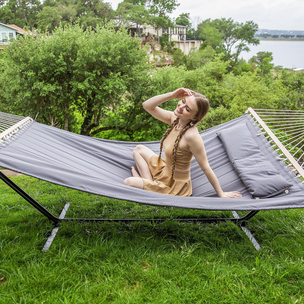2 Person Hammock with Stand, 475 lbs Capacity, Dark Grey | Heavy Duty Portable Hammocks, Heavy Duty Hammock with Stand