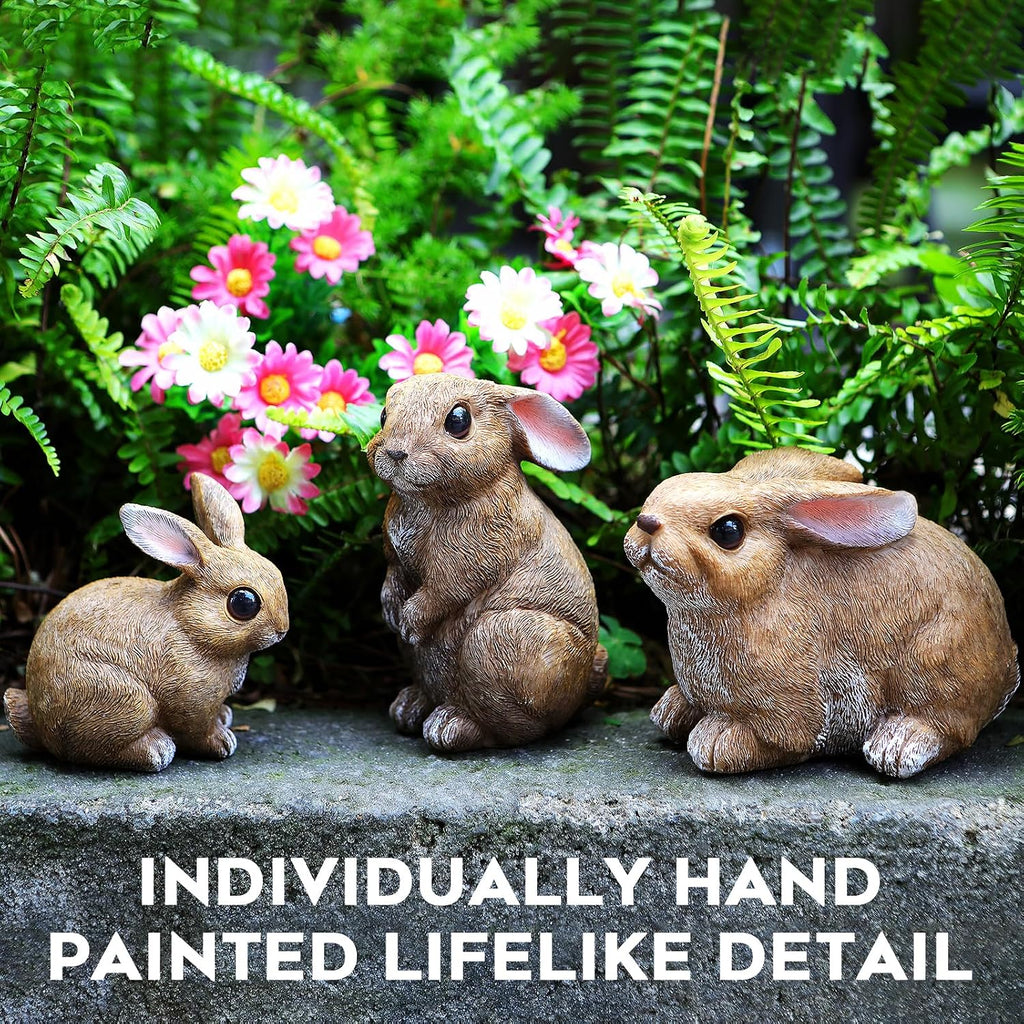 Bunny Decor Resin Easter Garden Statues Outdoor Indoor Home Yard - Set of 3