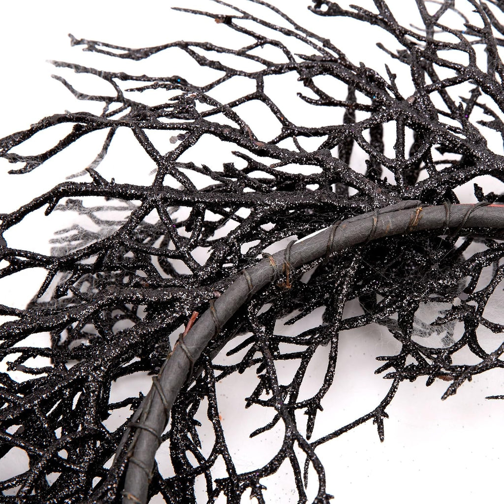 Inch Halloween Wreath Black Wreath with Spiders and Webs Door Wreath with Halloween Decorations for Halloween - Set of 498