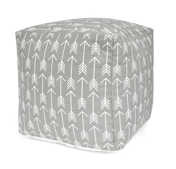 Arrow Square Pouf Ottoman, Gray