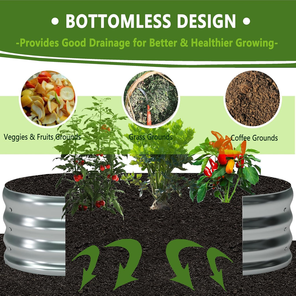 8x4x1ft(2 Pack) Galvanized Oval Raised Garden Bed,Outdoor Planter Box Metal Patio Kit Planting Bed for Vegetables
