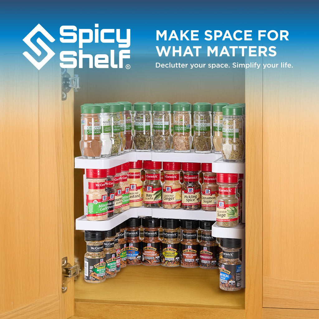 3.0 - Expandable 2 Tiered Spice Rack Organizer for Cabinet & Pantry - Kitchen Seasoning Organizer - Cabinet Spice