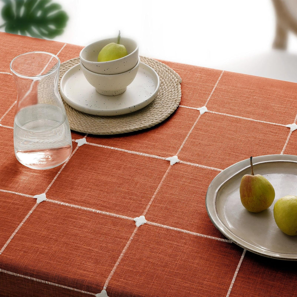 Fall Linen Rectangle Tablecloth with Tassel, 55 x 84 Inch