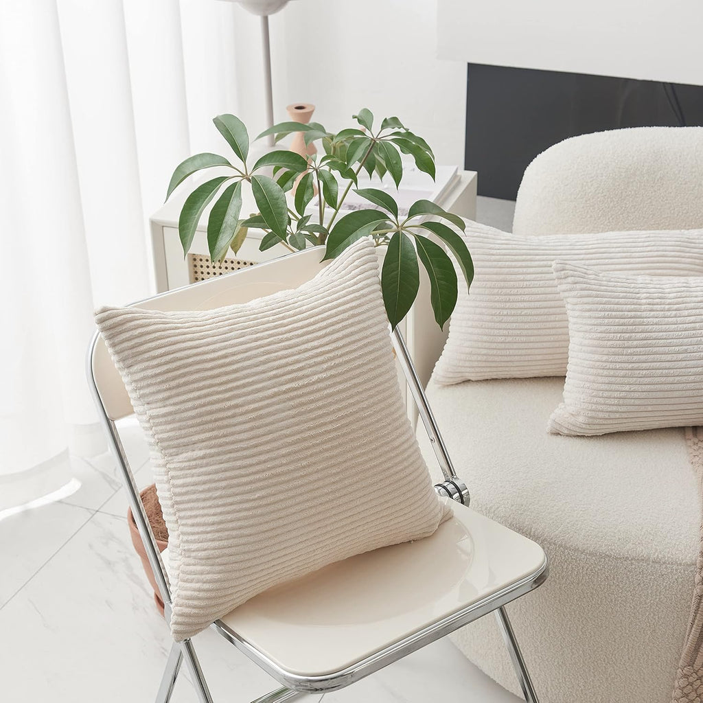 Super Soft Plush Corduroy Textured Large Euro Pillow Sham Summer Pillow Cover, Washable & Breathable, 26 x 26(66cm)