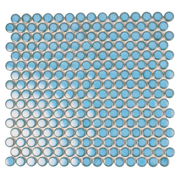 Penny Round Porcelain Tile Sky Blue 12x12 Glossy 9.87 sq ft/case 10-Pack