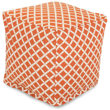 Goods Bambusa Indoor/Outdoor Bean Bag Ottoman Pouf Cube, 17" L x 17" W x 17" H, Burnt Orange