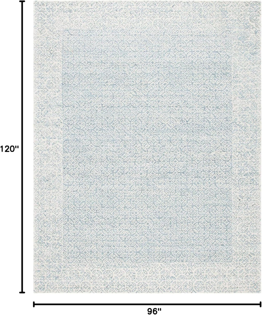Area Rug 8x10 - Abstract - Large - Blue & Ivory, Handmade Wool