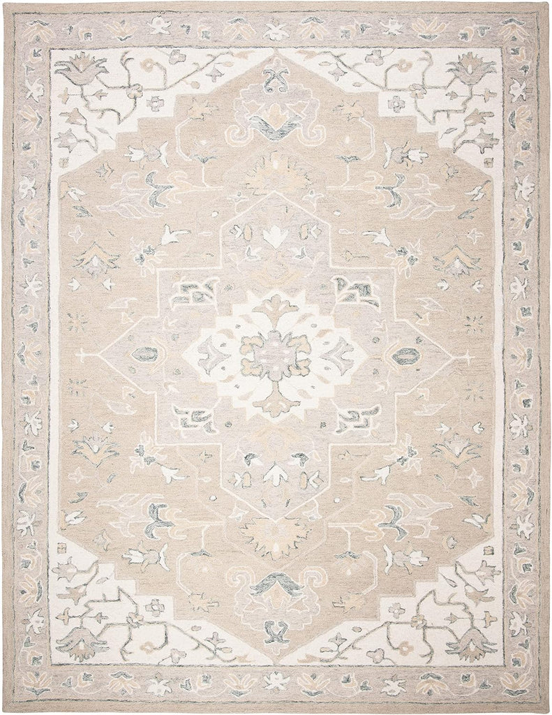 Micro-Loop 10' x 14' Light GreyIvory Handmade Medallion Premium Wool Dining Area Rug