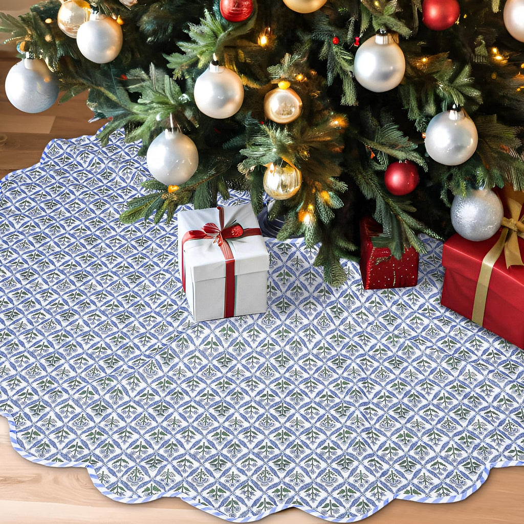 Christmas Tree Skirt, 60 Inch, Blue