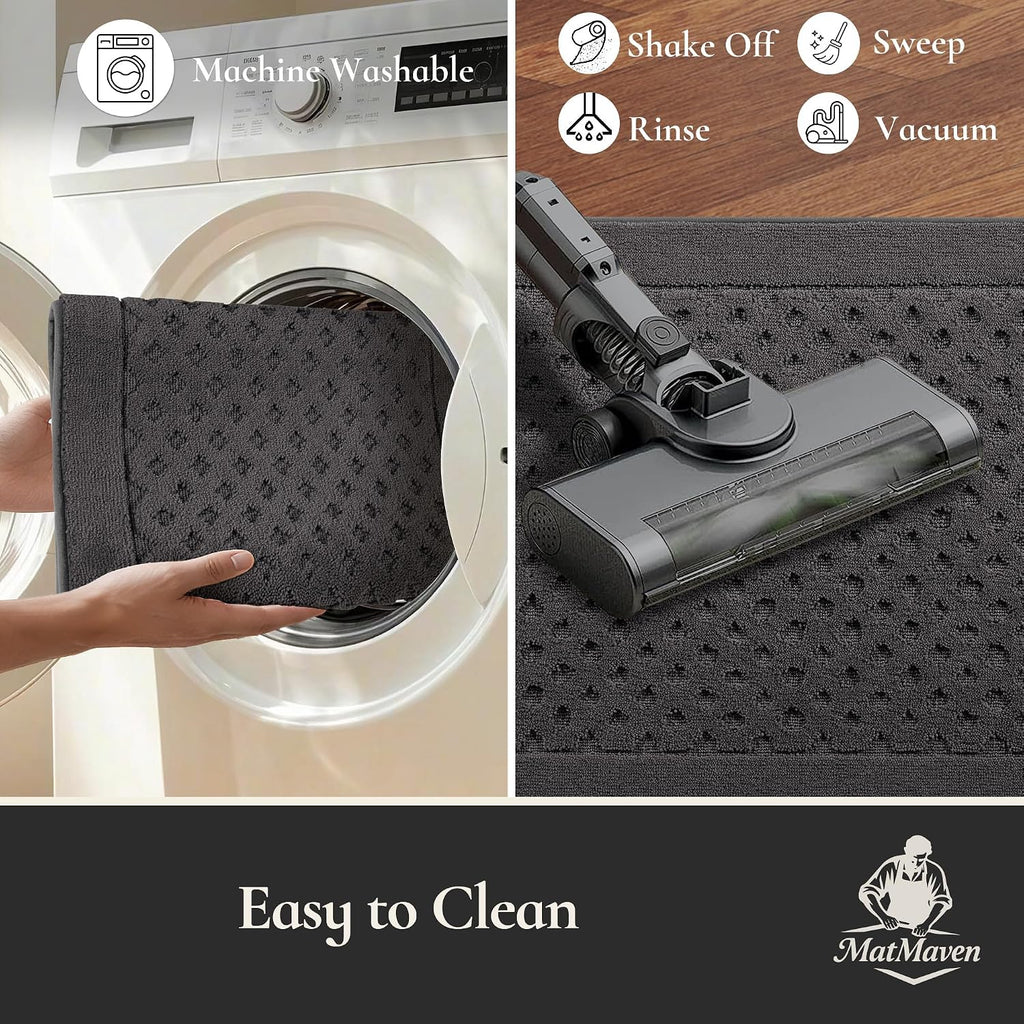 Dirt Trapper Door Mat 24"x 36", Non-Slip Entryway Rugs, Dark Grey | Washable Doormat, Stain Resistant and Absorbent