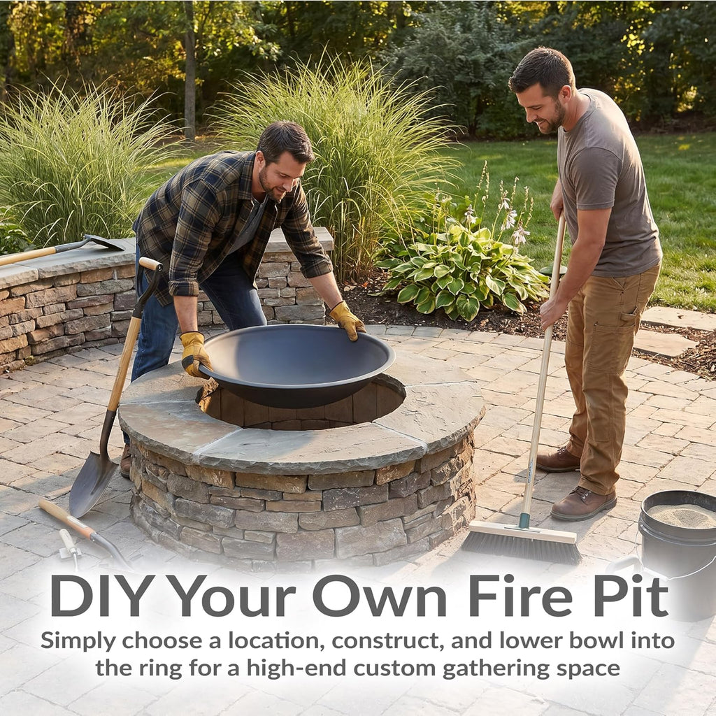Round Steel Outdoor Fire Pit Bowl Replacement Insert for DIY Ring or Existing Stand