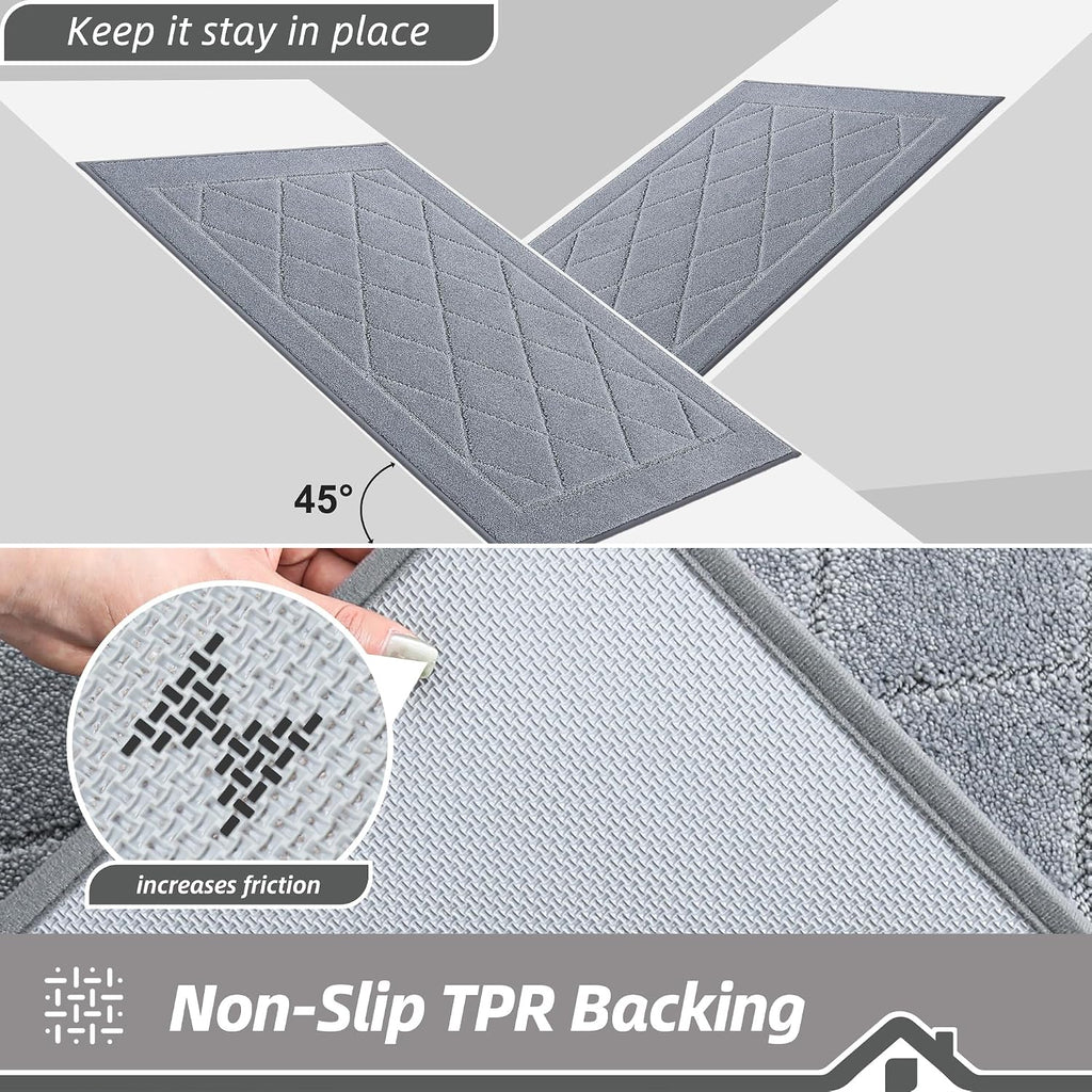 Dirt Trapper Door Mat 24" x 36", Doormat Non-Slip, Grey | Entryway Rugs Washable, Dog Door Mat Stain Resistant and