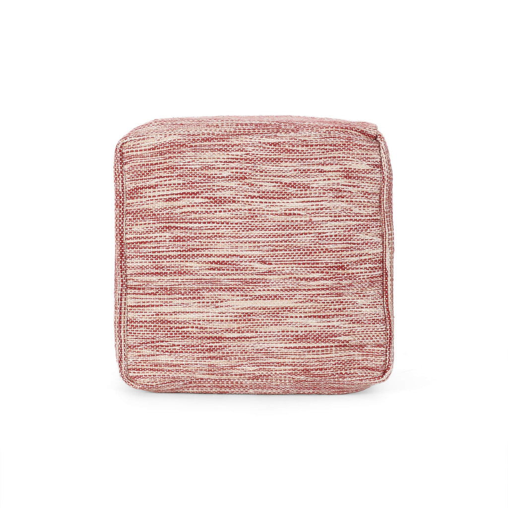 Noble House Deja Boho Yarn Pouf in Red and White