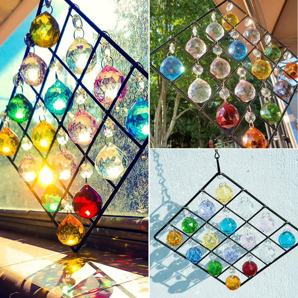 Colorful Crystal Ornaments - Metal Crystal Garden Pendant Rainbow Crystal Ornament Crystal Ball Prism for Window