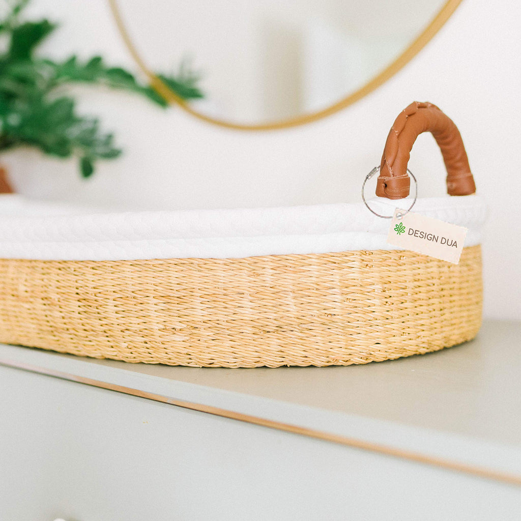 Baby Changing Basket with Pad Liner & Sheet for Changing Table, Luxury Waterproof Diaper Pad & Soft Quilted Liner