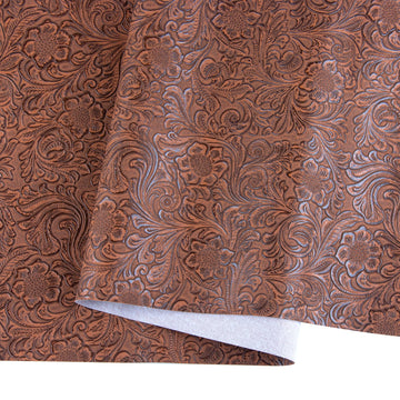 Faux Leather Fabric 1 Yard Cut 36"X54" Embossed Floral Pattern Craft Vinyl for Upholstery, DIY Crafts, Handbags
